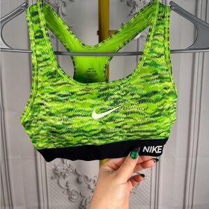 Nike Dri-Fit Neon Green Print Sports Bra XS Racerback Athletic